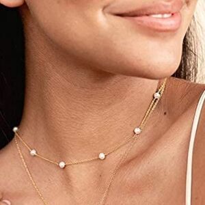 NEW DAINTY GOLD PLATED PEARL NECKLACE